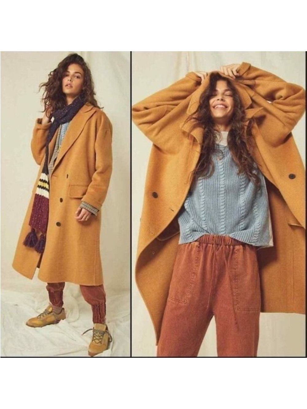 Nwt Free People Adore You Wool Maxi Coat Camel Xs $228